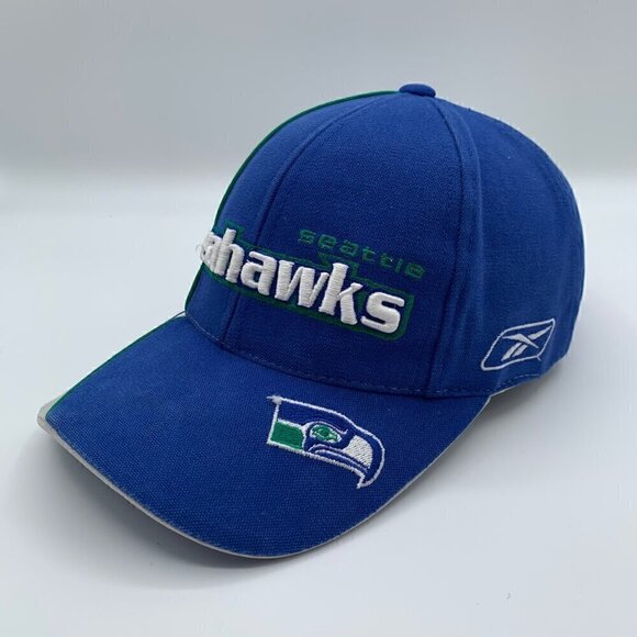 Seattle Seahawks NFL Vintage Blue Gray Reebok Adjustable Strapback Hat - Picture 1 of 7